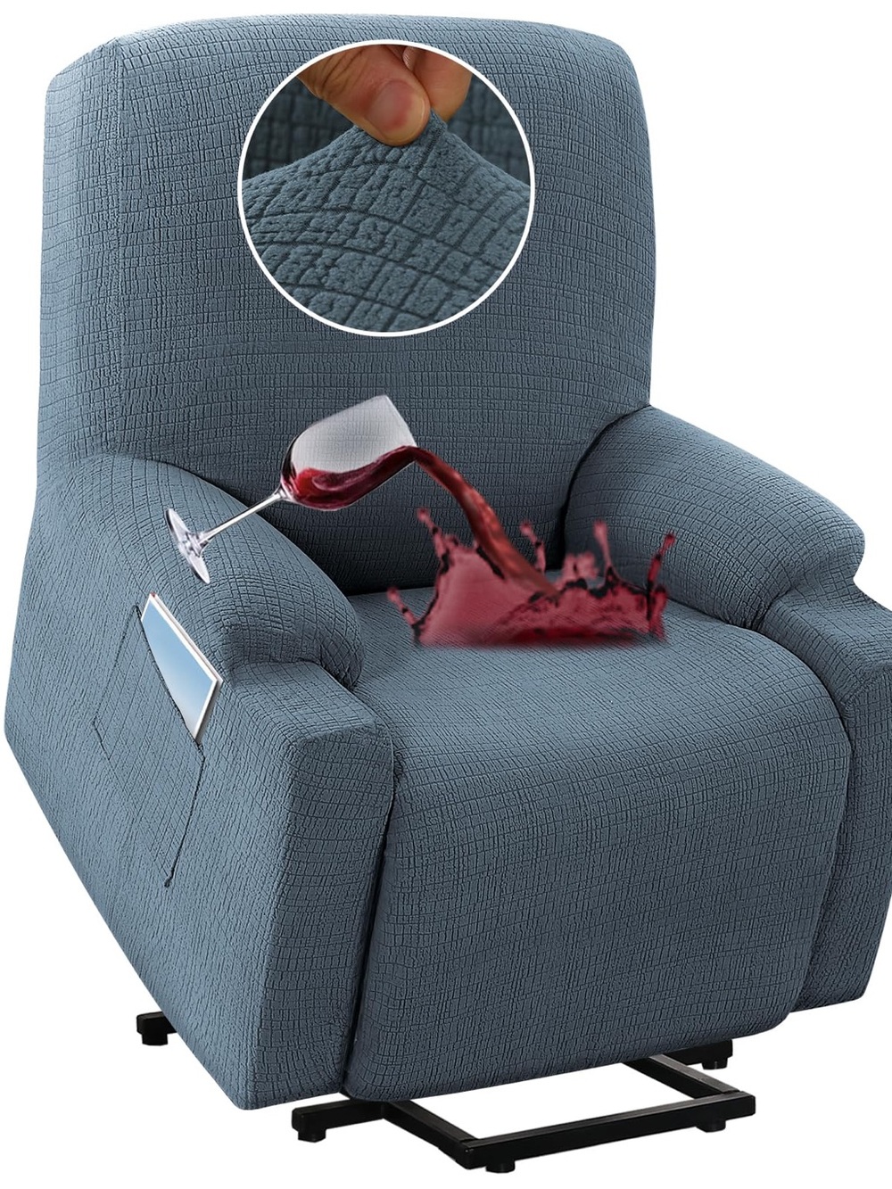 Stretch Recliner Slipcover in Slate Blue